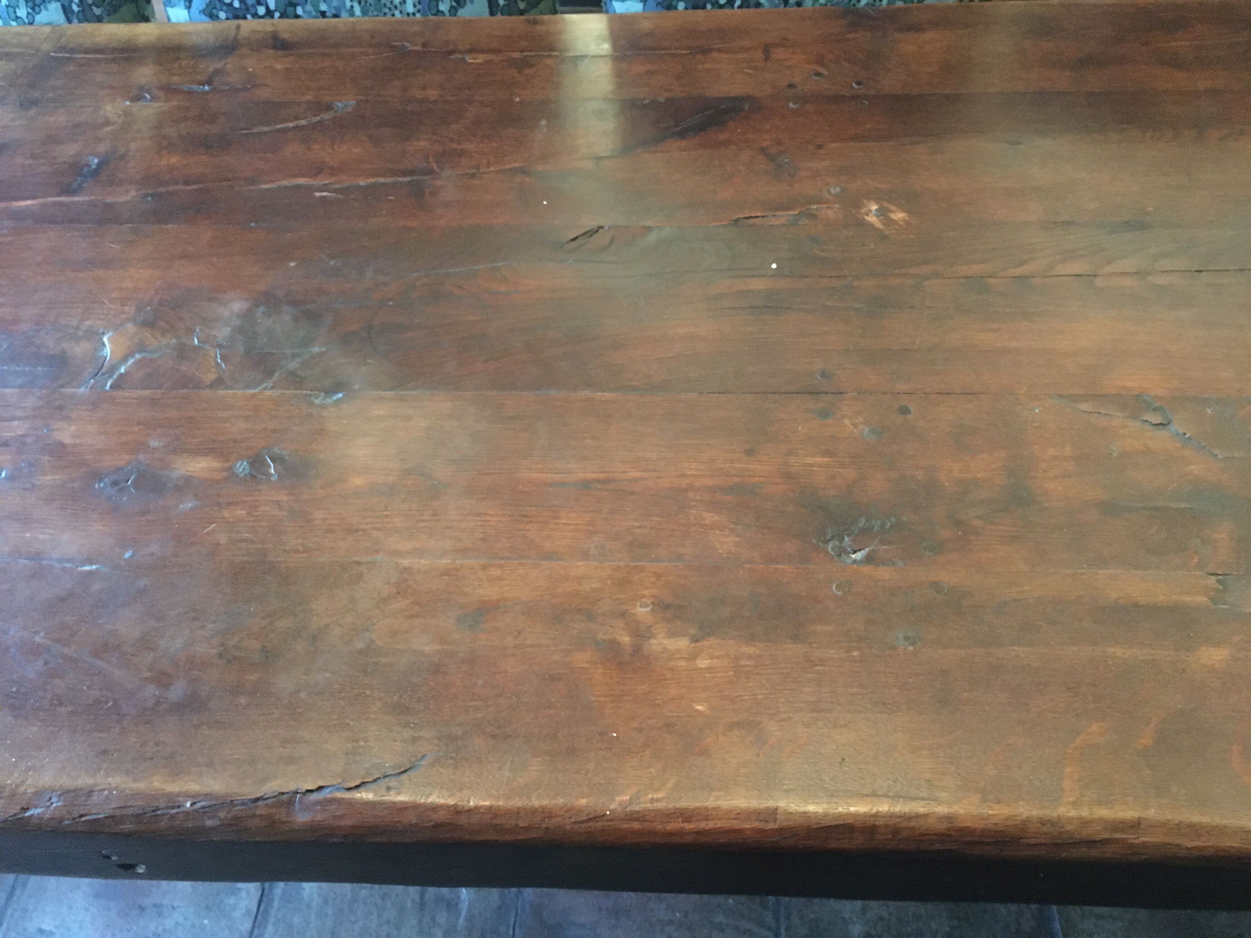 Monastery table - 9 chairs and 2 Louis XIII oak armchairs.