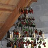 Chandelier glass Murano multicolored Fruits glass Murano Living room Dining room Apples Pears Grape