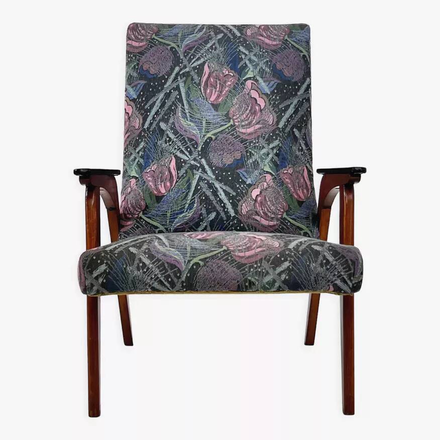 50s - 60s armchair in wood and fabric