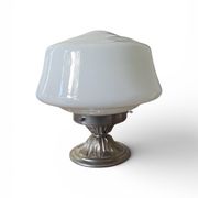 Large vintage globe lamp in white opaline glass and chrome brass.