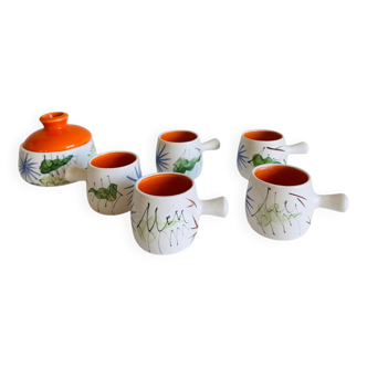 Tasses et sucrier Vintage Vallauris