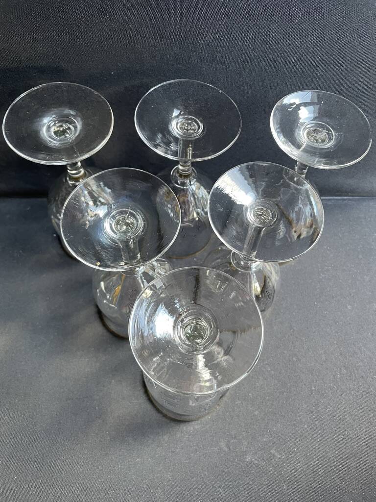 6 Daum water glasses with gold putoises