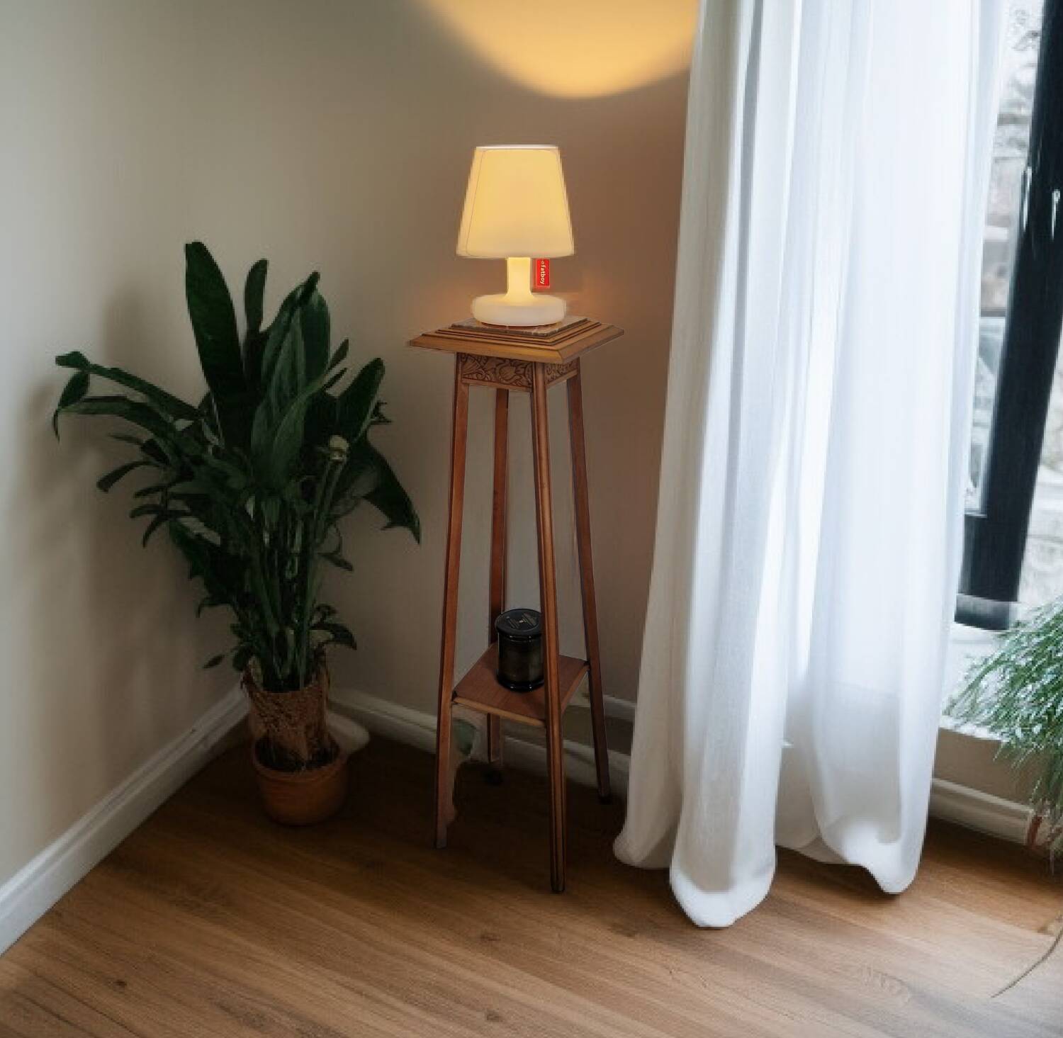 Art Deco sculpted pedestal in solid wood and marble – circa 1930