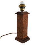 Angel L. Pazmino leather totem lamp 1960 Aztec patterns Style Furniture