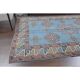 Vintage Turkish hand-knotted wool cotton blue area rug 170x259