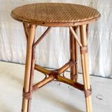 Rattan and cane stool - mid-20th century