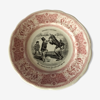 Assiette parlante Gien proverbes et militaires