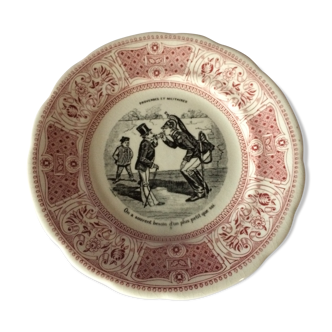 Assiette parlante Gien proverbes et militaires