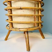 Louis Sognot Bamboo And Parchement Table Lamp, France, 1960S