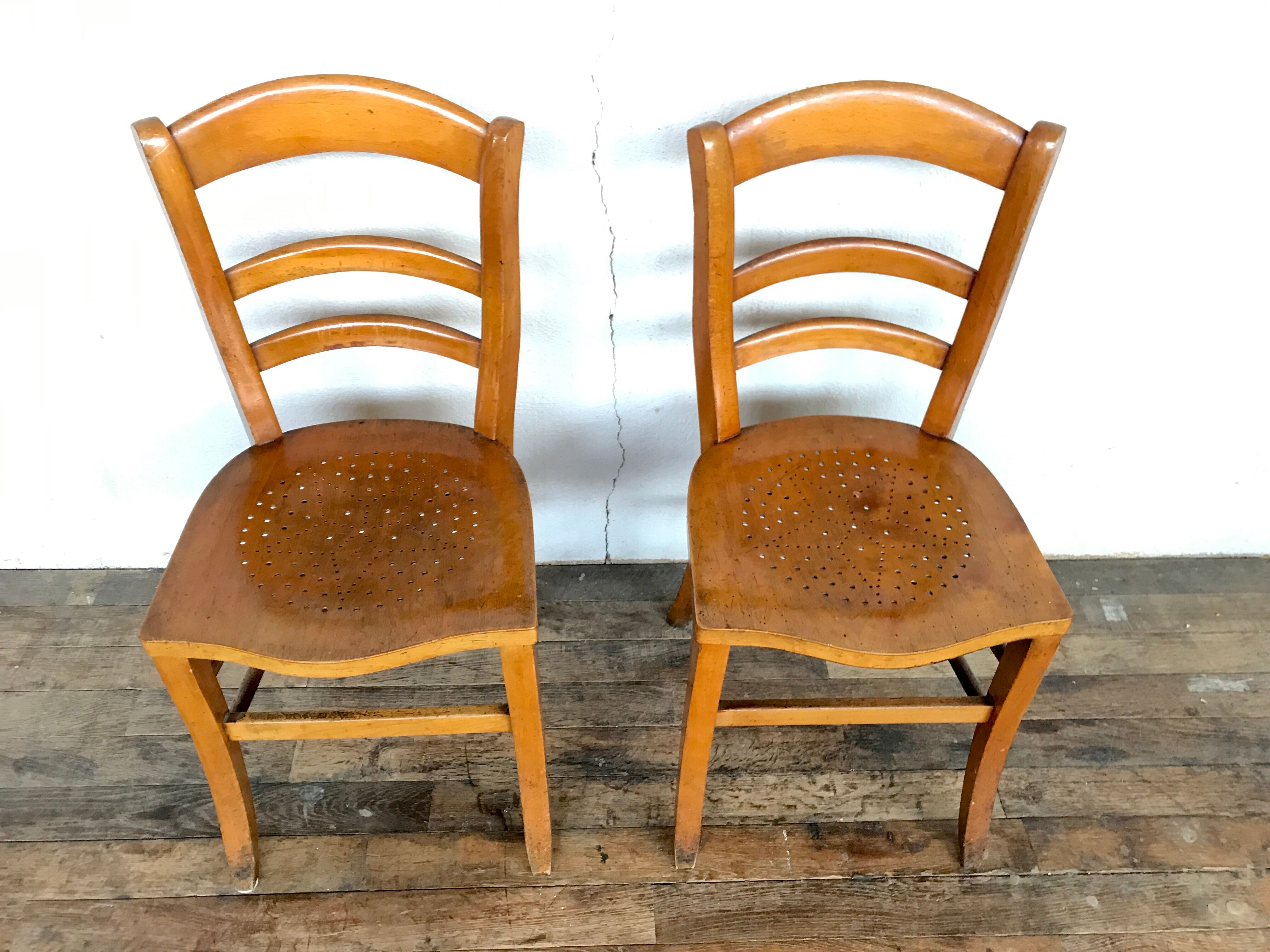 Pair of wooden chair bistro bistro vintage retro bohemian beech light