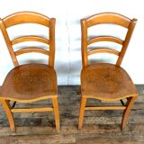 Pair of wooden chair bistro bistro vintage retro bohemian beech light