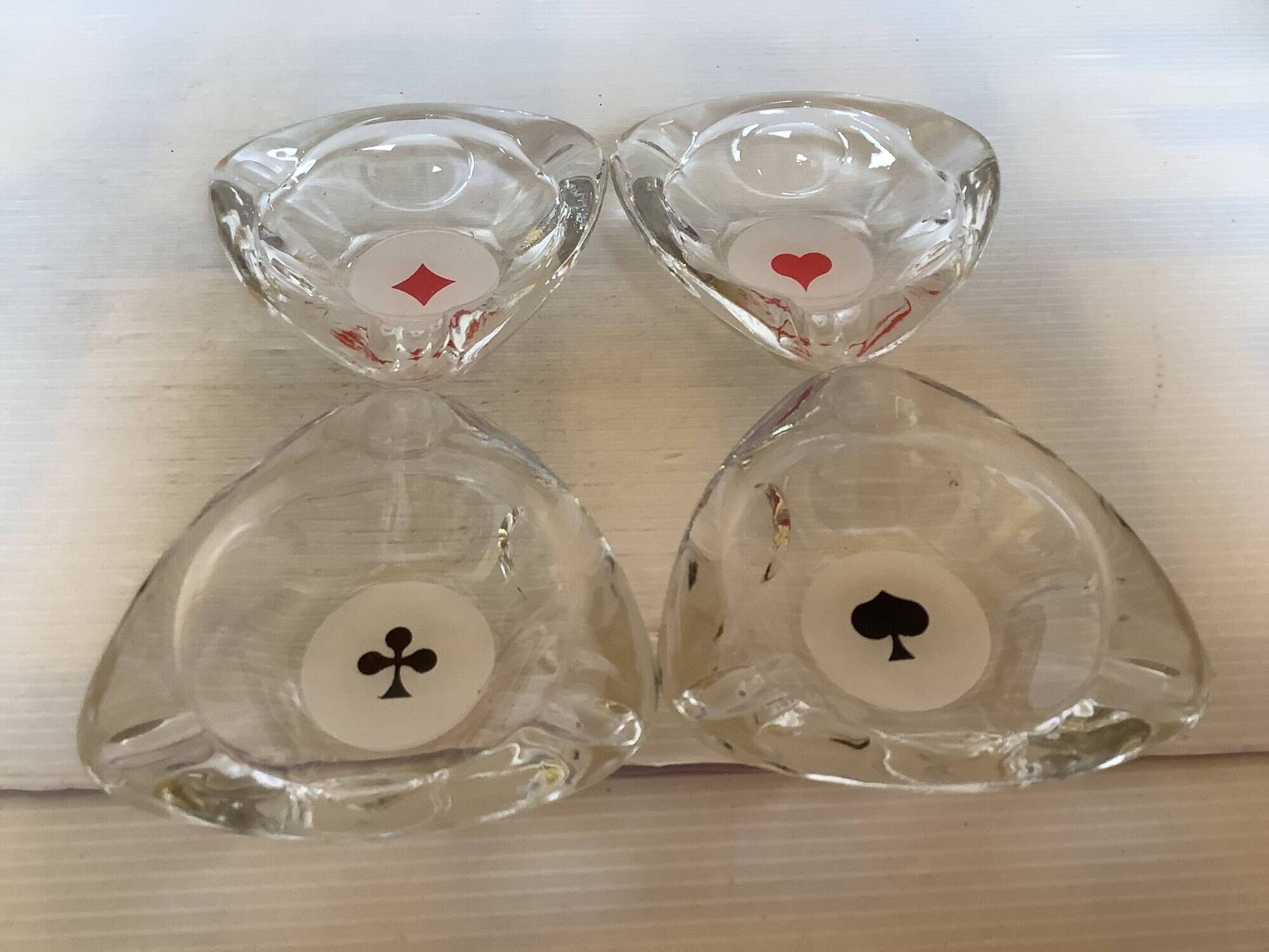 Four ashtrays playing cards spade diamond club heart