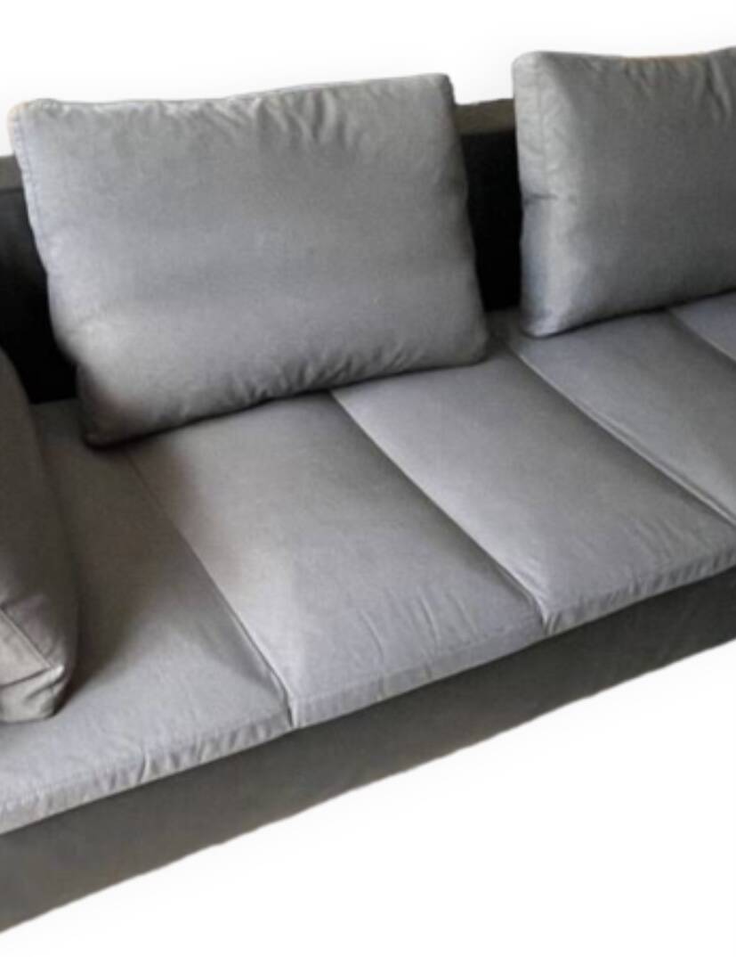 “Feng” gray leather sofa by Didier Gomez for Ligne roset