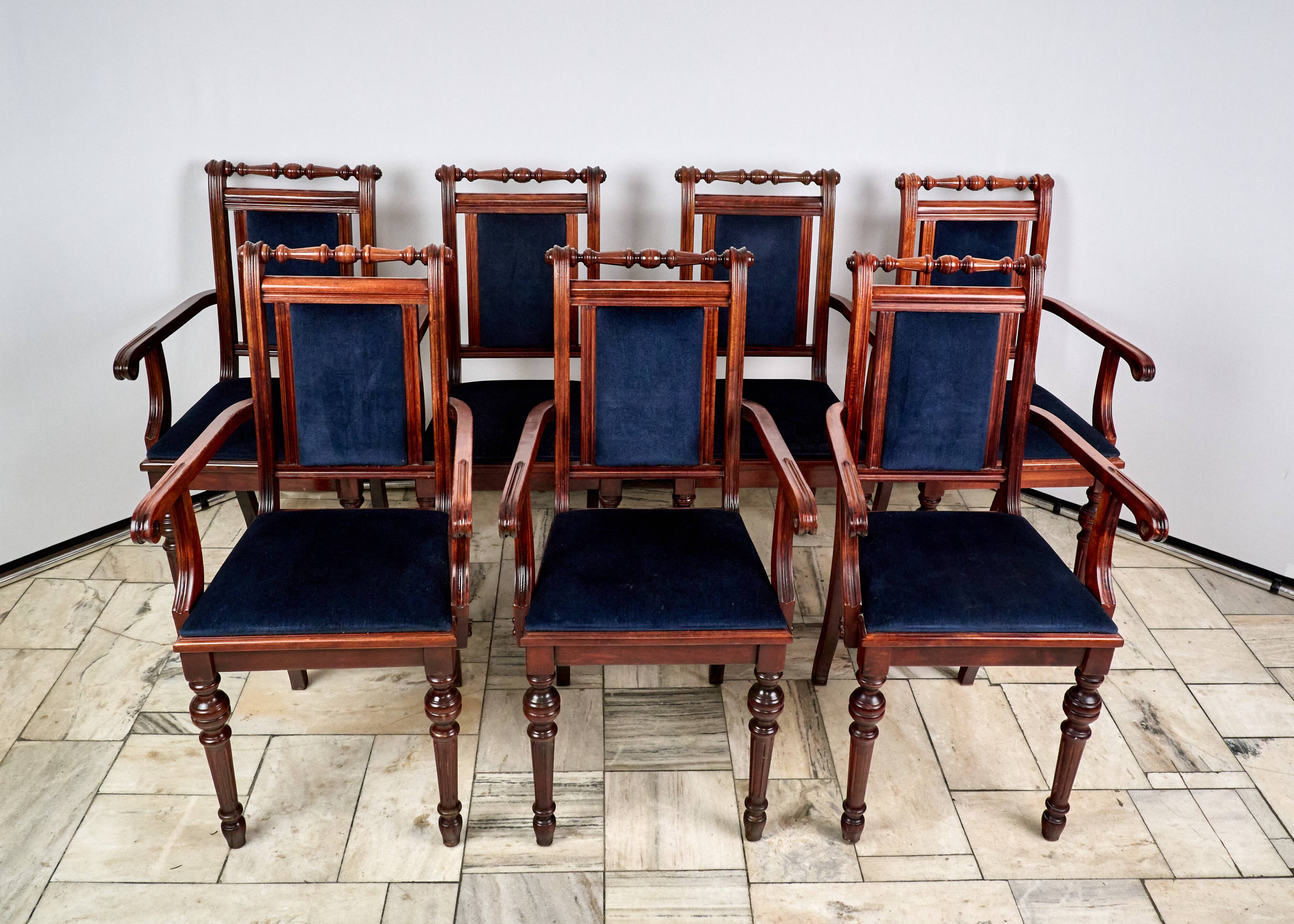 Set of 7 Eclectic Style Chairs FAMEG Radomsko, 1970s/80s