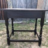 Vintage desk table in solid oak with 1 drawer facing turned legs with sleepers.