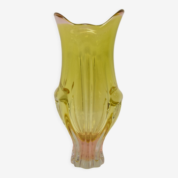 Vintage metallurgical glass vase designed by Josef Hospodka for Chribska, 1960s
