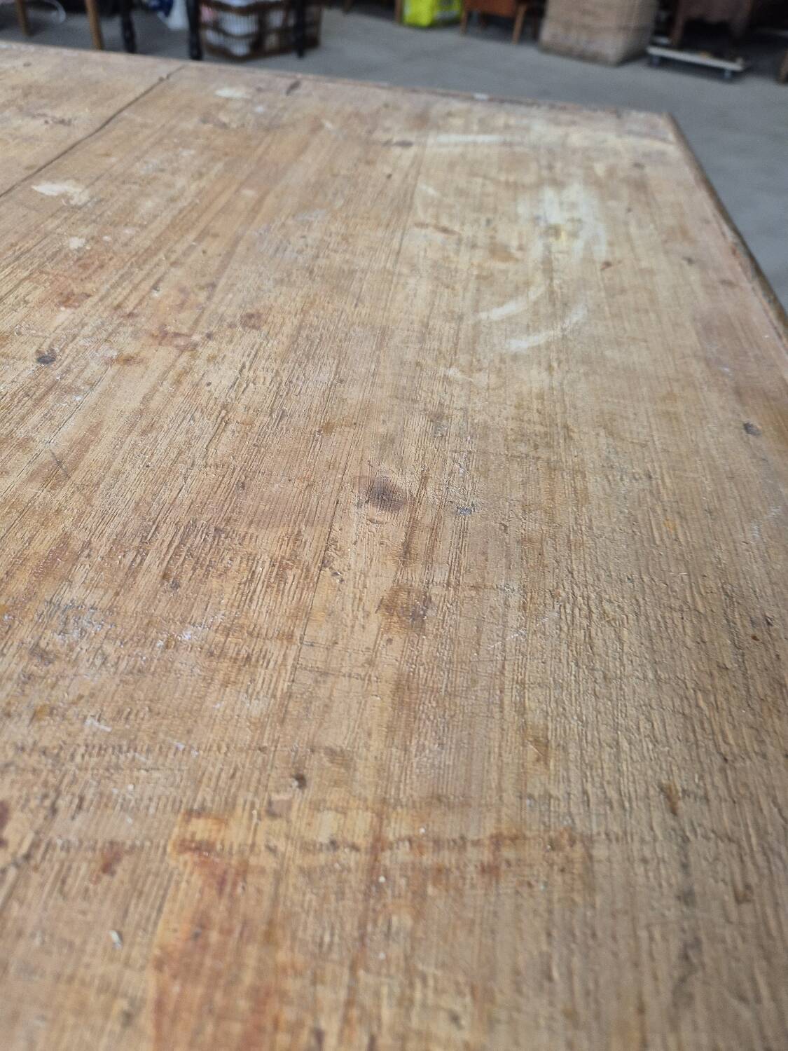 Antique rustic bistro farm table 1900 one drawer - 1m23