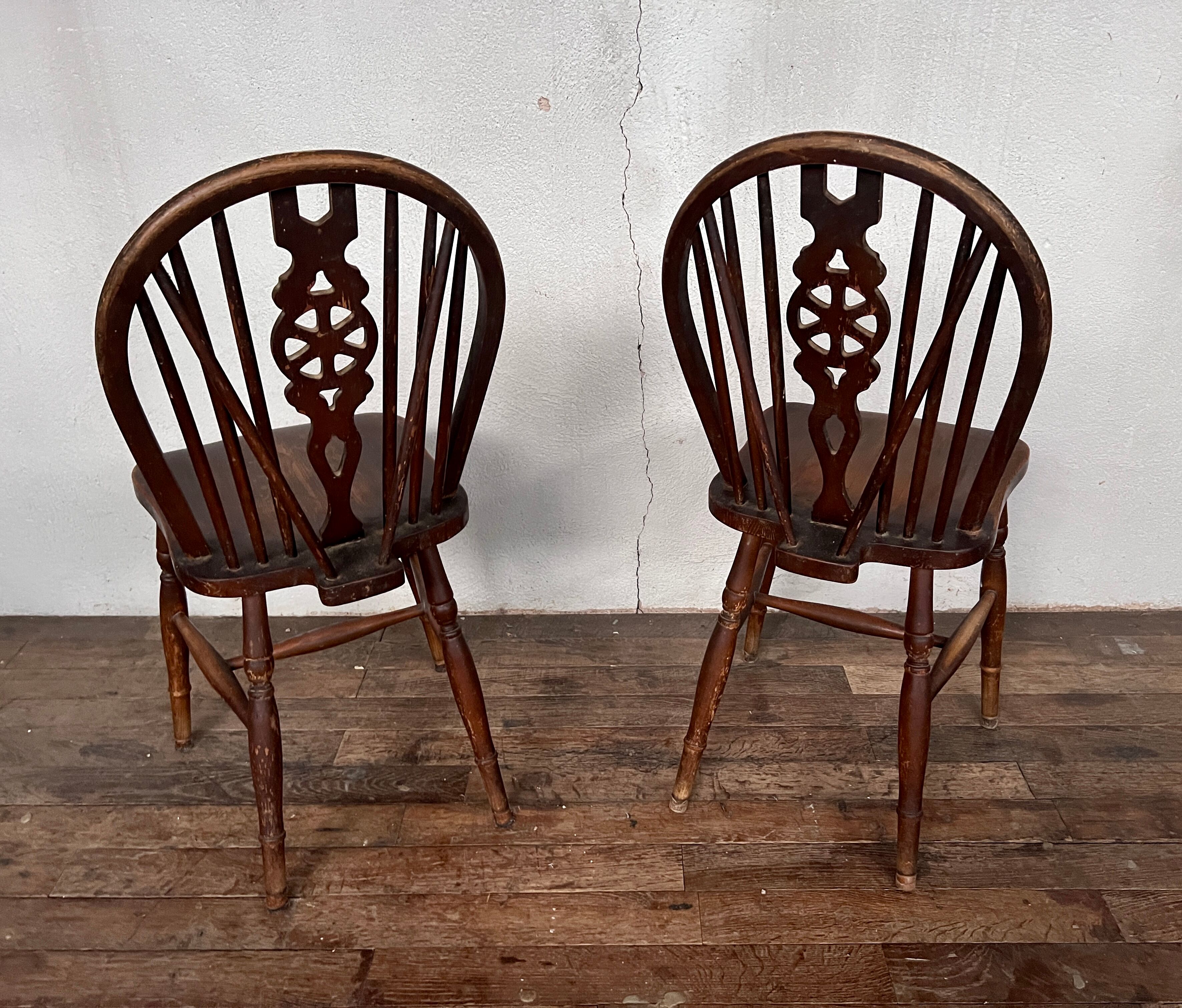 Pair of 2 vintage Ercol dining room bistro chairs, 1950s