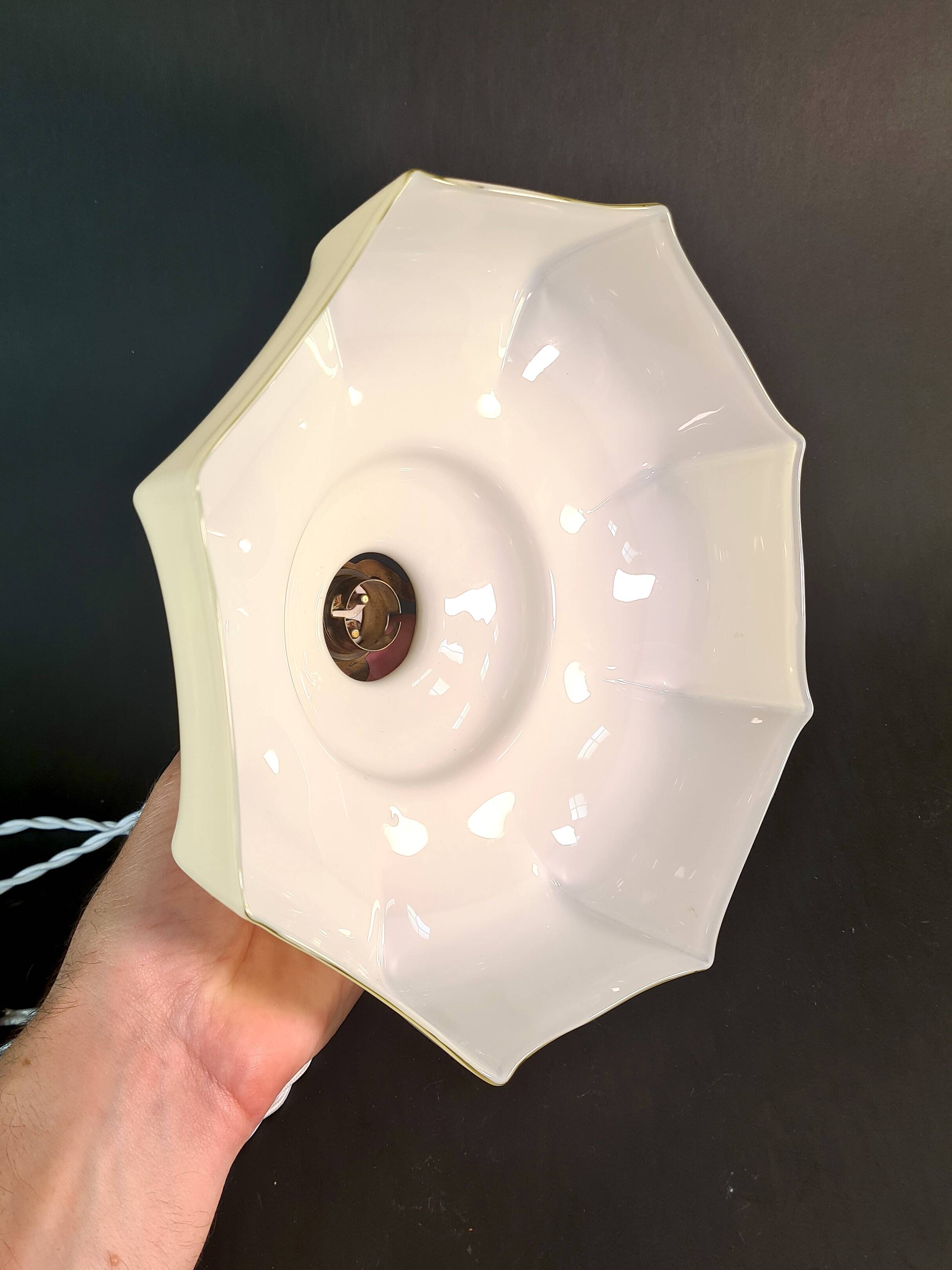 Vintage milky white opaline pendant light