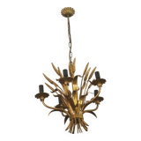 Gold plated tole wheatsheaf chandelier by Hans Kögl, 1960s