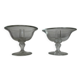 Pair of 19th century Medici glass candlesticks with button feet