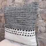 Berber zanafi square cushion cover - handmade - 100% wool and cotton - 45x45cm