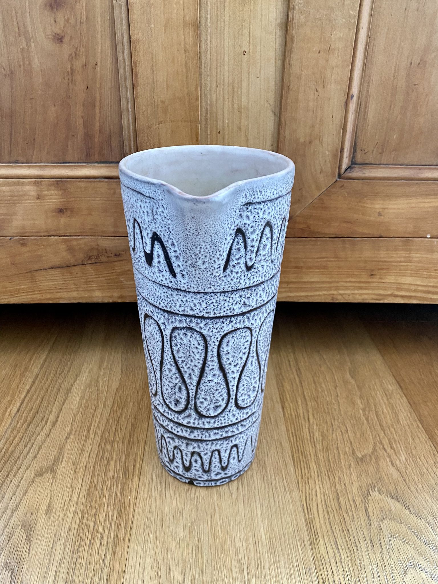 Ceramic pitcher Jean Austruy gray black and white