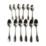 Set of 12 old tablespoons, silver metal, Argental, chinon fillet