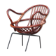Rattan shell armchair with metal feet