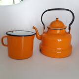 Enameled sheet metal teapot