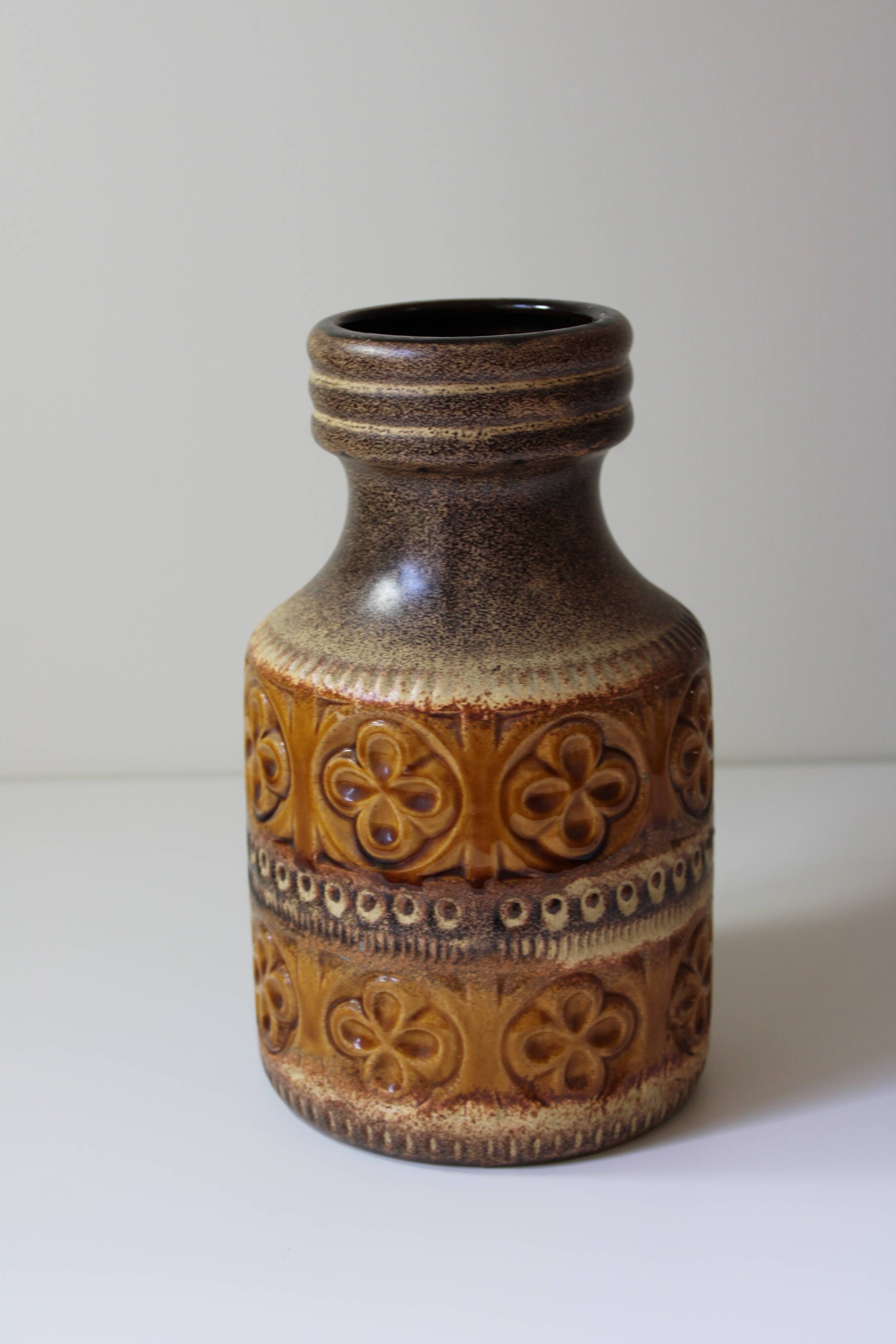Vintage West Germany vase with handle and brown flowers