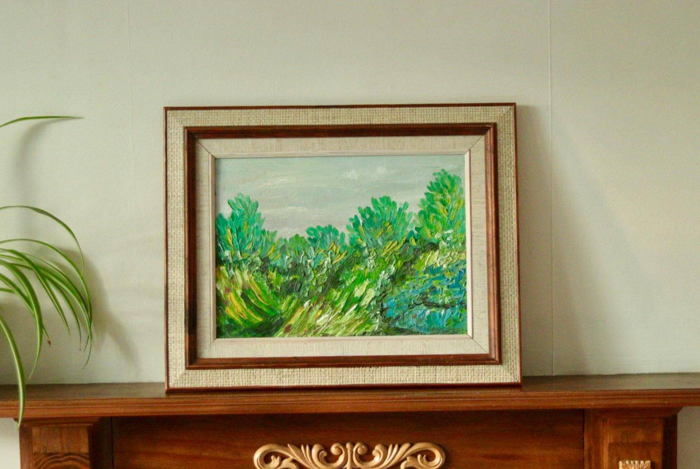 Original mid-century oil on canvas – "Vibrant Landscape"