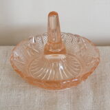 Baguier en cristal moulé rose