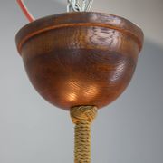Large wooden art deco ufo chandelier, 1930s