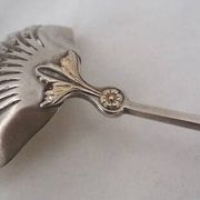 Puiforcat, sugar spoon, solid silver, Russian-style handle, vermeil.