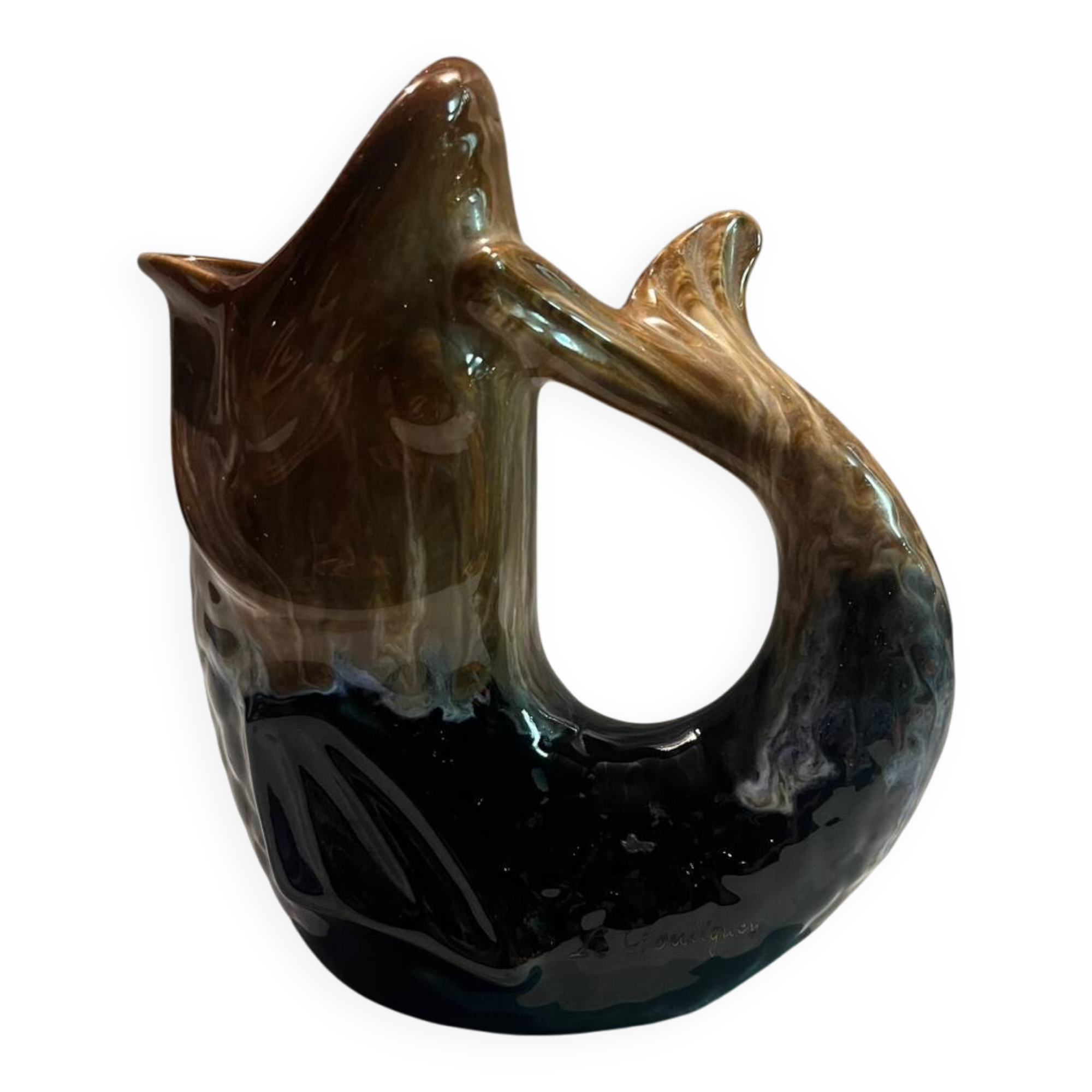 Fish pitcher signed Le Pouliguen