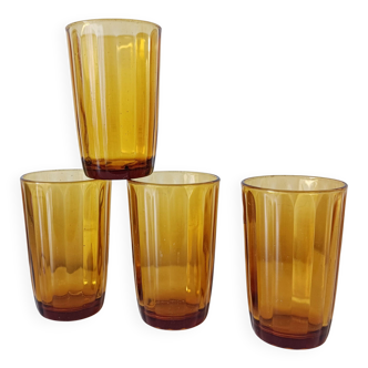 Lot de 4 verres à eau en verre ambré