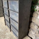 Furniture with 8 metal and wood flaps.