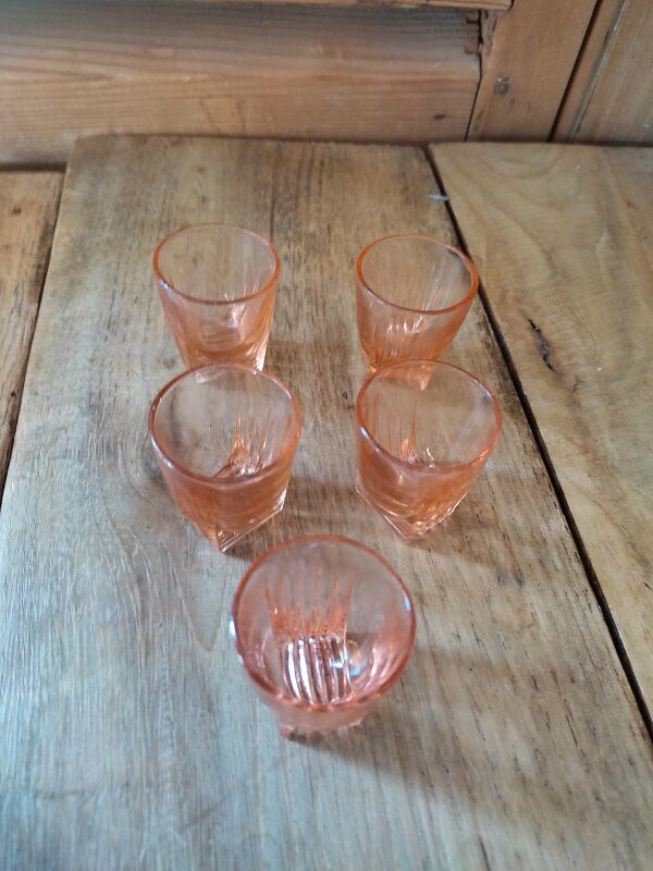 vintage pink deco liqueur glass