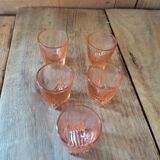 vintage pink deco liqueur glass