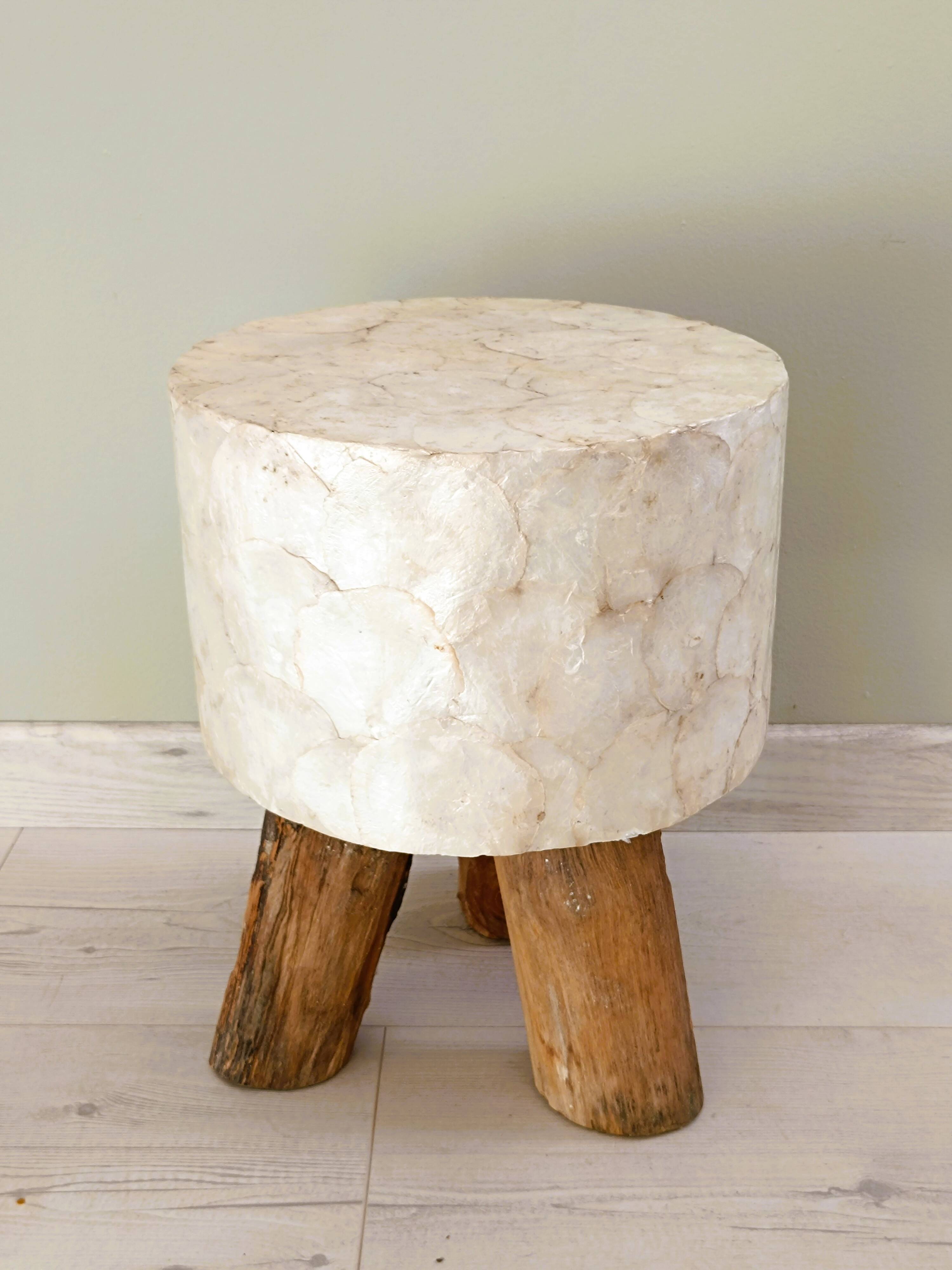 Capiz Tripod Round Stool