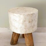 Capiz Tripod Round Stool