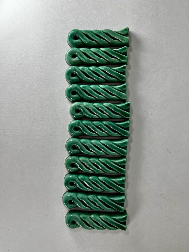 Knife holders in green ceramic Vallauris vintage 1950