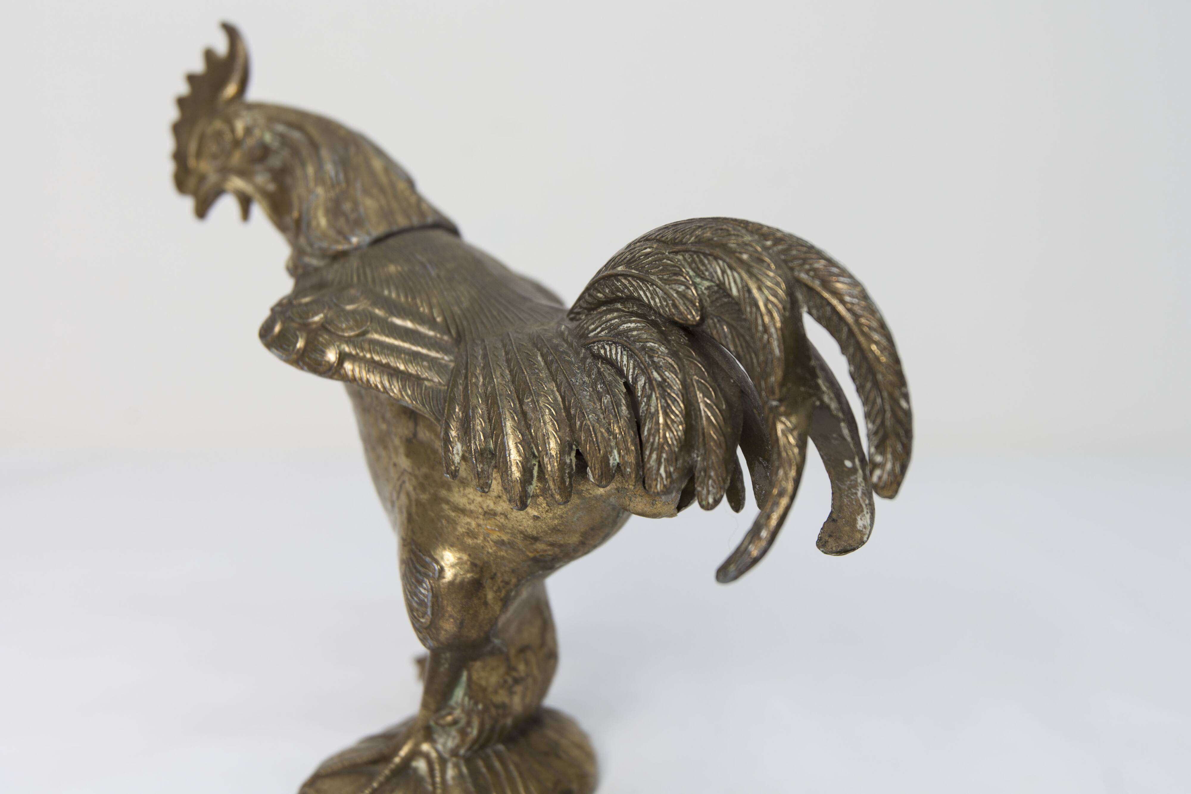 1960 rooster ashtray in spelter signed FC