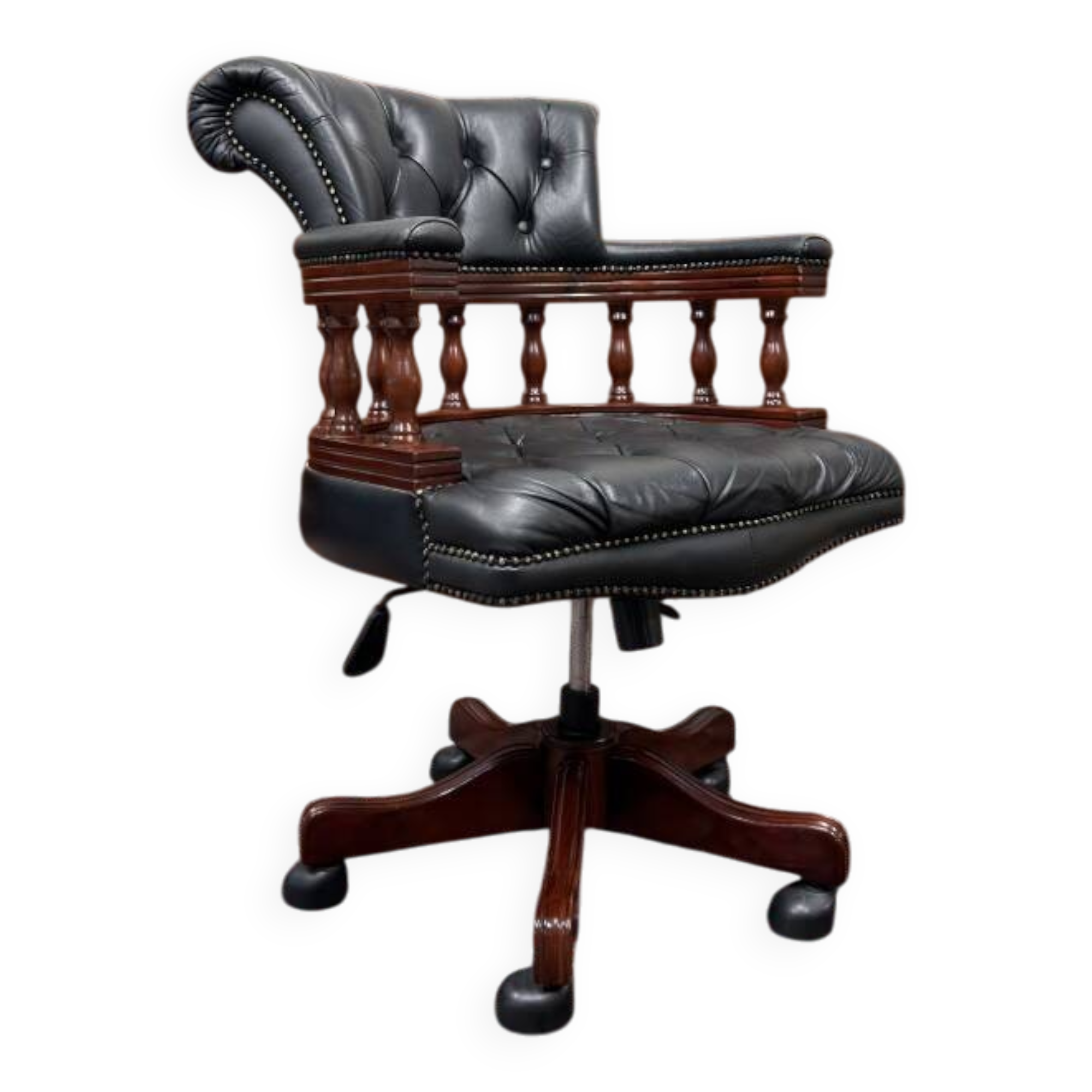 English Chesterfield Captain Chair Black