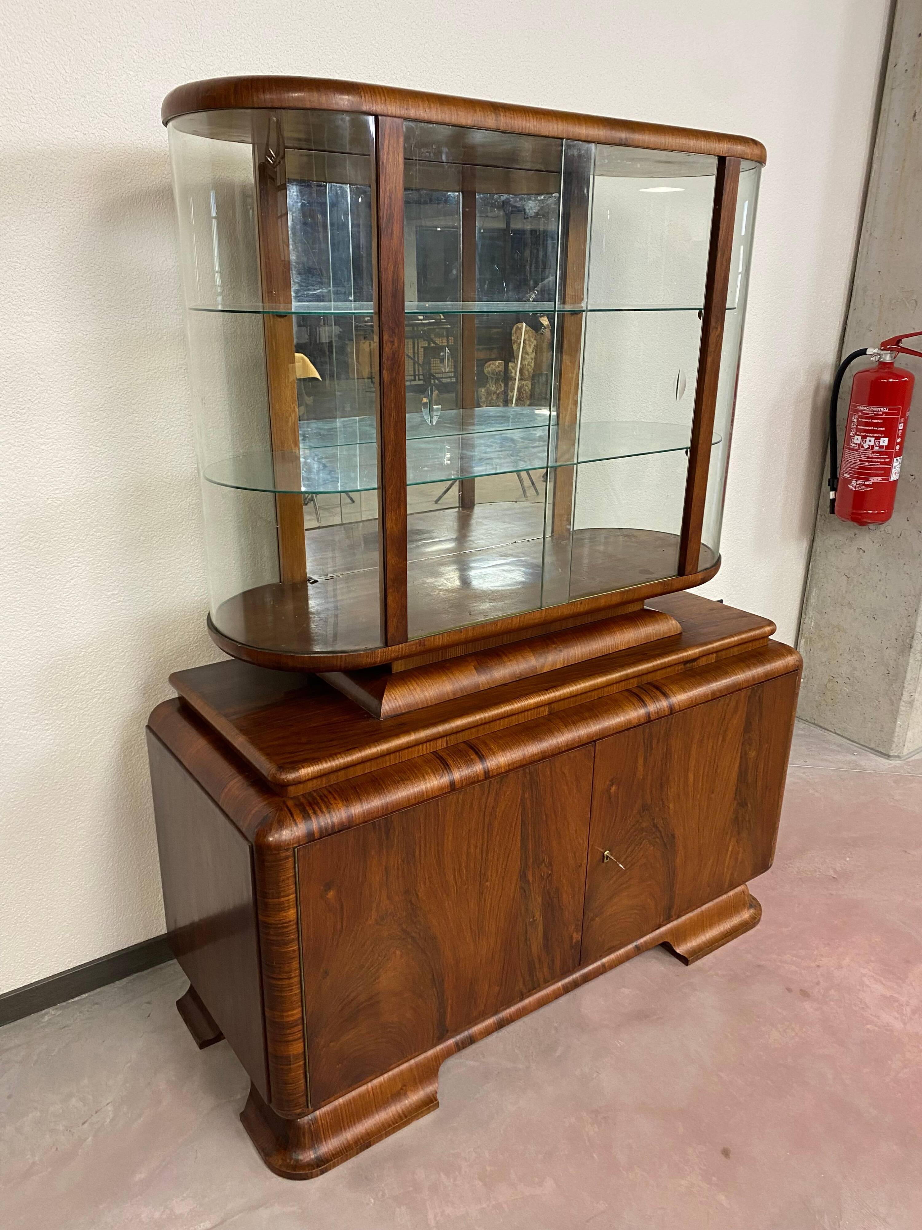 Art Deco display cabinet in walnut