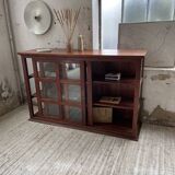 Mahogany sideboard with sliding glass doors
