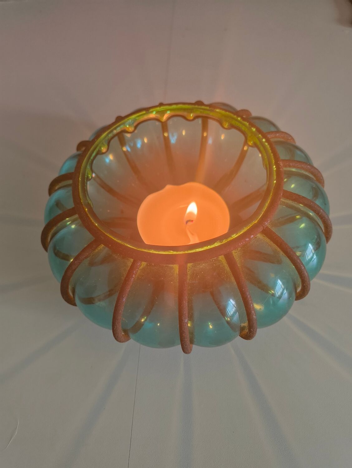 Vintage green blown glass lantern – bohemian spirit – Pier Import