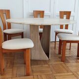 Table à manger circulaire en travertin - Claude Berraldacci