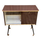 Mid-Century Modern bar cabinet 1960s with compass legs & brass